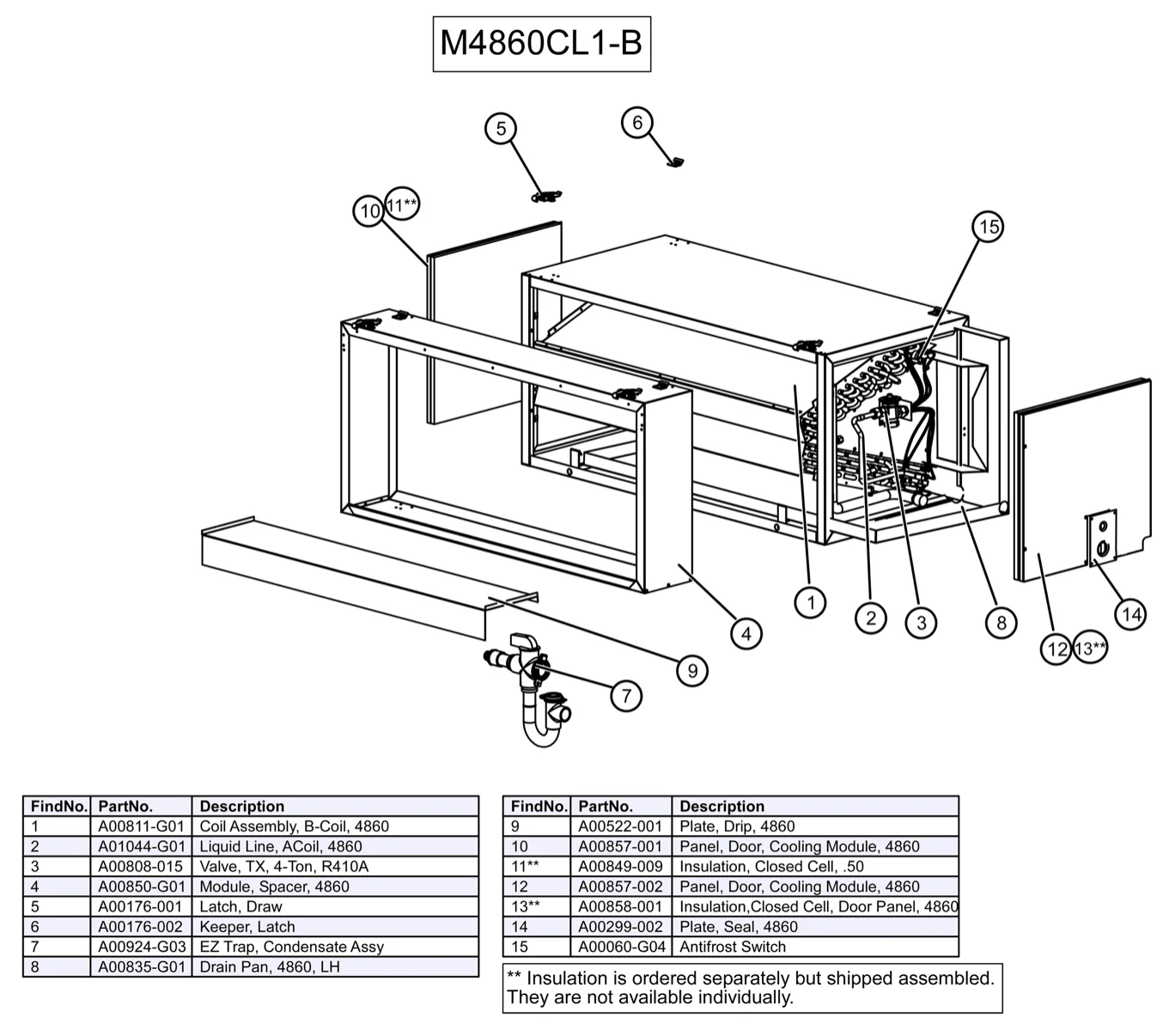 M4860CL1-B0C-R - Module, Refrigerant Coil (3 Row)* (AC/HP), E-Coated, for indoor coil replacement only - Image 2